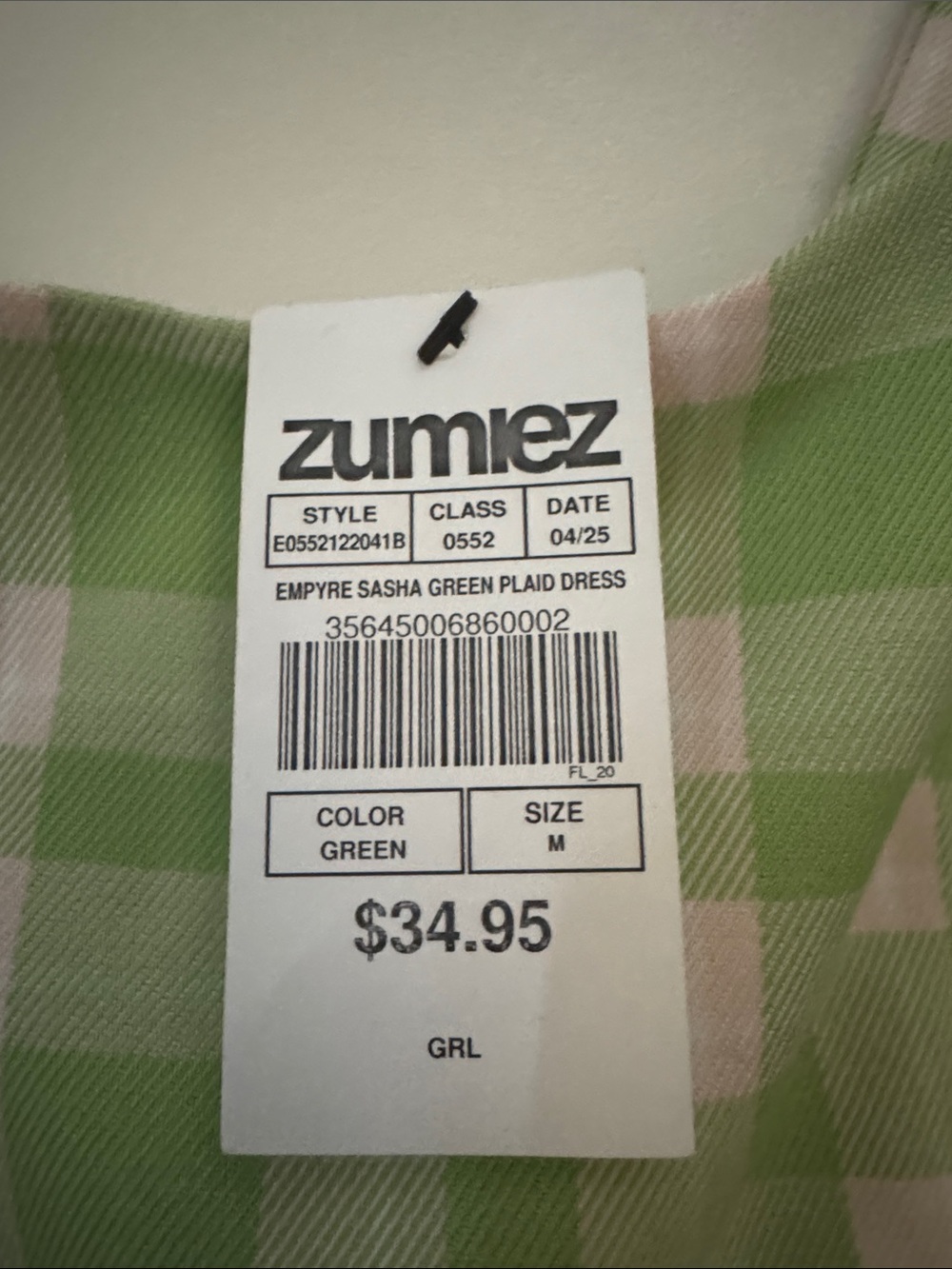 Zumiez Empyre Sasha Green Plaid Tank Dress - Picture 2 of 4